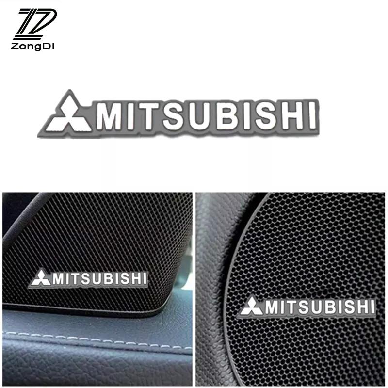 สติ๊กเกอร์เครื่องเสียงรถยนต์  4Pcs 3D Aluminum Emblem interior Speaker audio Badge Sticker for Mitsubishi Xpander Outlander  ASX Mirage 2012-2020 2021