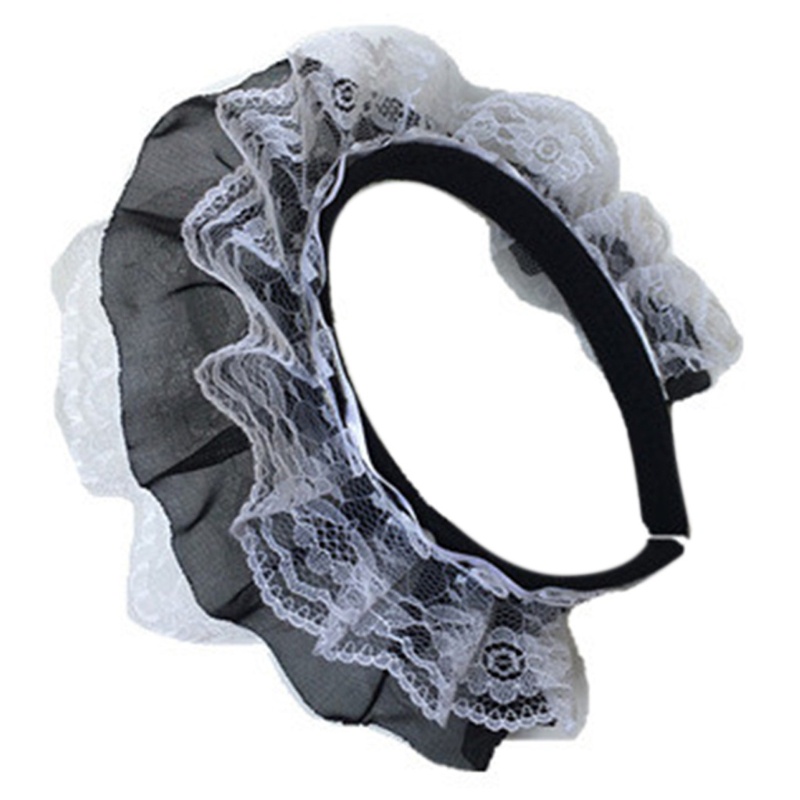 Cozy Women Ruffles Lace Hair Hoop with Mesh Headband Multilayer Lace Lolita Cosplay Props Maid Anime Headdress Accessories ราคา ถูกที่สุด ดีลบีเคเค แกลเลอรีภาพที่ 3