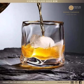 Dining Vaisselle - Crystal Iceberg แก้วน้ำขอบทอง ขนาด8.5x8.5cm ขาวใสดุจคริสตัล European Design