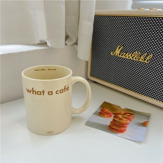 [ใหม่] แก้ว What a cafe แก้วกาแฟ เซรามิค ขนาดกำลังดี ลายมินิมอลสุด ขนาด 300 ml