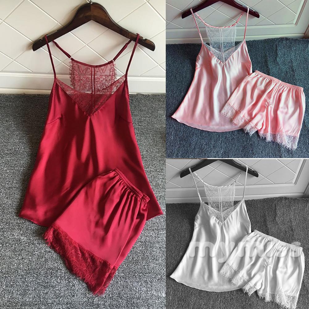 [GUMO] 2PCS Womens Lace Sleepwear Lingerie Tops Shorts Set Babydoll ...