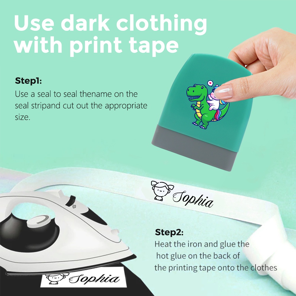 แสตมป์ตราประทับชื่อ ลายการ์ตูนไดโนเสาร์น่ารัก กันน้ํา ไม่จางหาย สีสันสดใส สําหรับเด็กอนุบาล