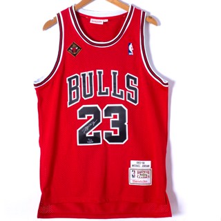 เสื้อกีฬาบาสเก็ตบอล ปักลาย Chicago Bulls 23 Michael MN ครบรอบ 20 ปี สีแดง สําหรับผู้ชาย