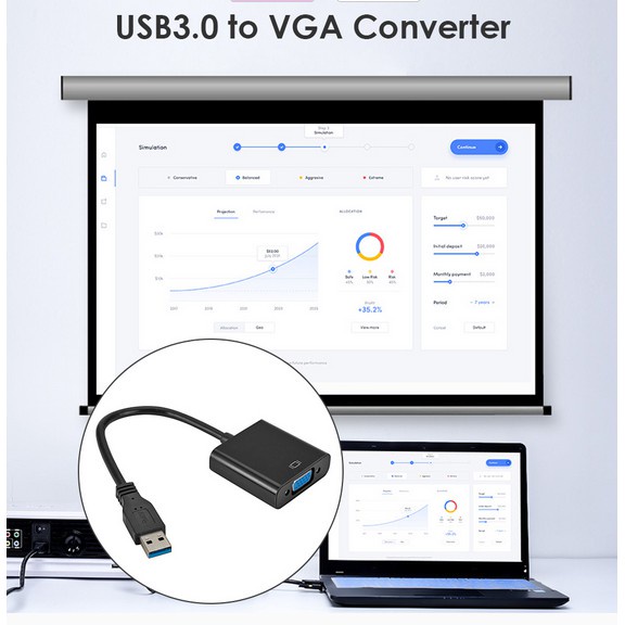 อะแดปเตอร์ USB 3.0 เป็น VGA USB เป็น VGA การ์ดจอ สายเคเบิลภายนอก