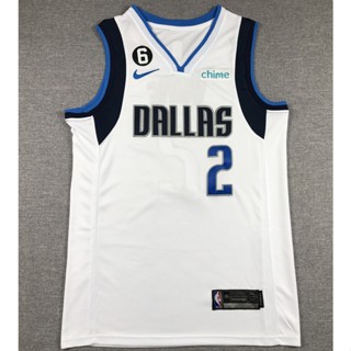 เสื้อกีฬาบาสเก็ตบอล ปักลาย Dallas Mavericks 2 Kyrie Irving สีขาว สําหรับผู้ชาย 2023