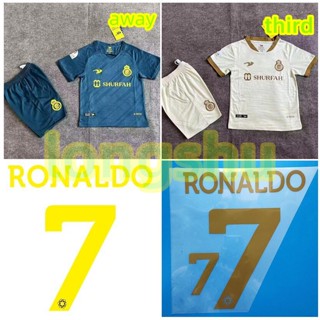 เสื้อกีฬาแขนสั้น ลายทีมชาติฟุตบอล Al Nassr Away 2023 2024 ชุดเยือน สําหรับเด็ก