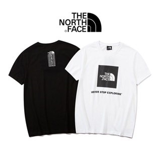 เสื้อยืดแขนสั้น ผ้าฝ้าย พิมพ์ลายโลโก้ The North Face แฟชั่นคู่รัก สไตล์คลาสสิก