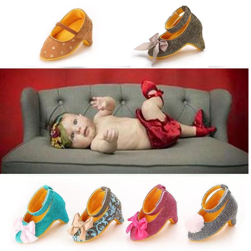 รองเท้าส้นสูง พื้นนิ่ม ลายดอกไม้น่ารัก สไตล์เจ้าหญิง สําหรับเด็กทารกผู้หญิง ใส่ถ่ายรูป ใส่ตอนเย็น