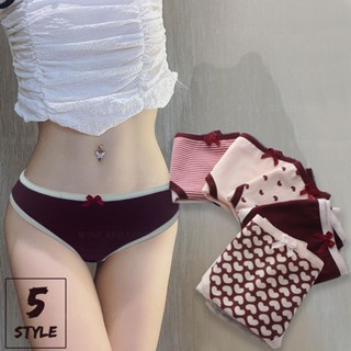 Ready stock sweet love underwear girl burgundy ladies cotton panties