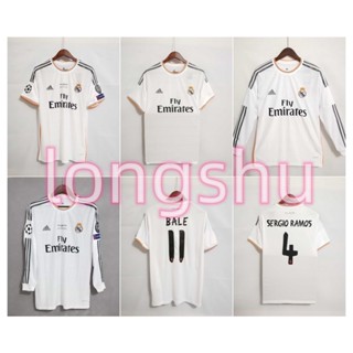 เสื้อกีฬาแขนสั้น ลายทีมชาติฟุตบอล Real Madrid 2013 2014 ชุดเหย้า สไตล์เรโทร ไซซ์ S-XXL