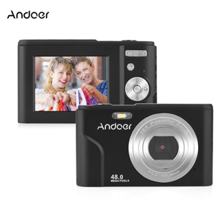 Andoer กล้องดิจิทัล แบบพกพา 48MP 1080P หน้าจอ IPS 2.4 นิ้ว ซูม 16X โฟกัสอัตโนมัติ ตั้งเวลาได้ ตรวจจับใบหน้า ป้องกันการสั่นสะเทือน