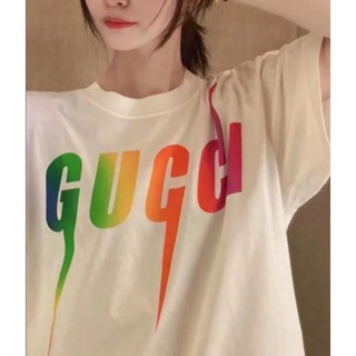 เสื้อยืดแขนสั้น คอกลม ผ้าฝ้ายแท้ พิมพ์ลายตัวอักษร Ah Ah Ah Rainbow Lightning สําหรับผู้ชาย