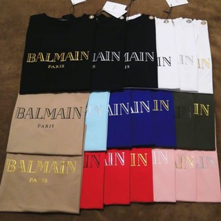 Xia balmain เสื้อยืดลําลอง สําหรับสตรี ผ้าฝ้าย แขนสั้น คอกลม พิมพ์ลายตัวอักษร Xia สีทอง 2023