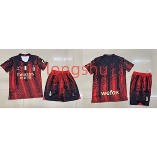 เสื้อกีฬาแขนสั้น ลายทีมชาติฟุตบอลชั้นนํา AC milan 2023 2024 ชุดเหย้า สําหรับเด็ก