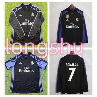 เสื้อกีฬาแขนยาว ลายทีมชาติฟุตบอล Real Madrid 2015 2016 ชุดเยือน