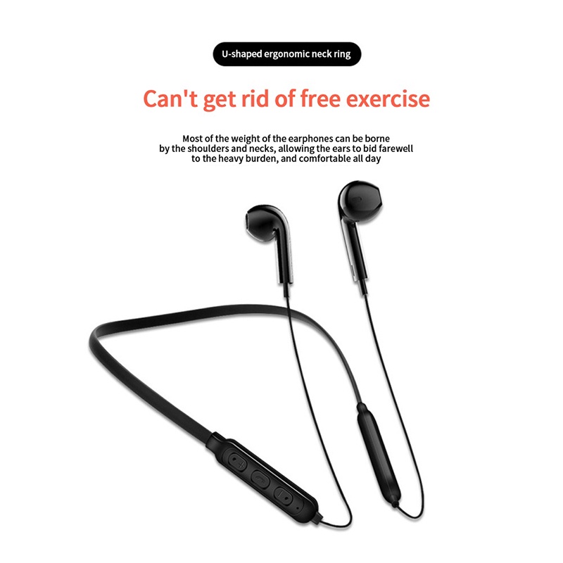 จัดส่งที่รวดเร็ว5.0 ชุดหูฟังบลูทูธไร้สายคอแขวนหูฟังสากลหูฟังกีฬาพร้อมไมโครโฟนเบสสเตอริโอ