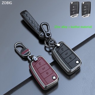 Zobig เคสกุญแจรีโมตรถยนต์ โลหะผสมสังกะสี สําหรับ Volkswagen VW Golf 7 Mk7 Polo Jetta4 Touran T-Roc Tiguan Seat Leon 3 Ibiza4 5 Toledo4 Arona Ateca