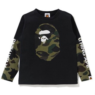 Bape เด็กเสื้อกันหนาว คอกลม ลายพราง ฉลาม สไตล์ใหม่ สําหรับเด็กผู้ชาย ผู้หญิง