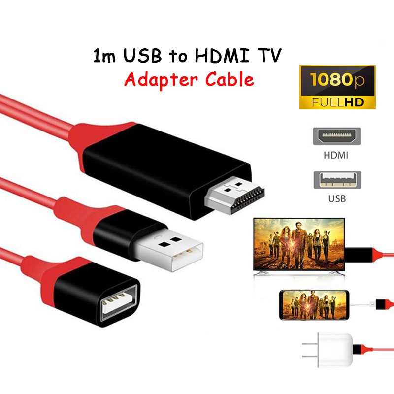 โทรศัพท์ 1080P ไปยังสายเคเบิลอะแดปเตอร์ HDTV AV Android/iOS/TypeC EZCast Connector Cable Universal M