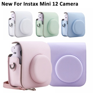 ใหม่ กระเป๋าเคสหนัง PU 5 สี สําหรับกล้อง Fujifilm Instax Mini 12 สีขาว ชมพู ม่วง เขียว ฟ้า