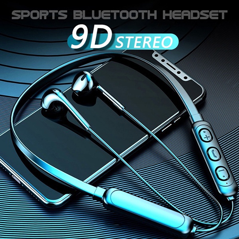จัดส่งที่รวดเร็ว5.0 ชุดหูฟังบลูทูธไร้สายคอแขวนหูฟังสากลหูฟังกีฬาพร้อมไมโครโฟนเบสสเตอริโอ