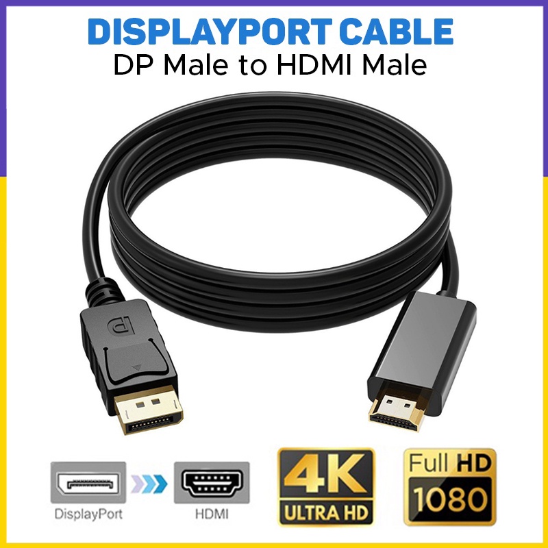 Fast Ship1M 1.8M DP to HDMI Cable Displayport Male to HDMI Male Adapter Converter 4K 1080P สําหรับแล็ปท็อป PC HDTV ดี