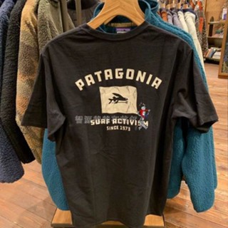 เสื้อยืดแขนสั้นลําลอง ผ้าฝ้าย ทรงหลวม พิมพ์ลาย Patagonia สําหรับผู้ชาย และผู้หญิง