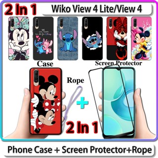 2 IN 1 เคส สําหรับ Wiko View 4 Lite View 4i เคส พร้อมกระจกนิรภัย โค้ง เซรามิก ป้องกันหน้าจอ การออกแบบที่แข็งแกร่ง และมินนี่