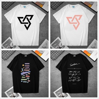 Seventeen เสื้อยืดลําลอง แขนสั้น พิมพ์ลายโลโก้ S.COUPS JOSHUA ทรงหลวม สไตล์เกาหลี สําหรับผู้ชาย และผู้หญิง