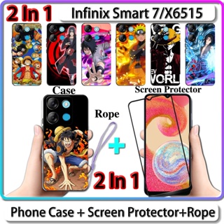 2 IN 1 เคส สําหรับ Infinix Smart 7 X6515 เคส พร้อมกระจกนิรภัยโค้ง เซรามิค ป้องกันหน้าจอ นารูโตะ และการออกแบบ One Piece