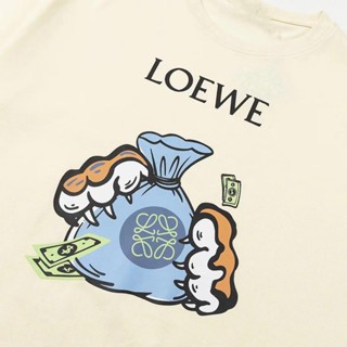 Loewe เสื้อยืดแขนสั้นลําลอง ผ้าฝ้ายแท้ ขนาดใหญ่ เข้ากับทุกการแต่งกาย แฟชั่นฤดูร้อน สําหรับผู้ชาย และผู้หญิง