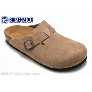 Birkenstock Boston รองเท้าแตะลําลอง สําหรับผู้ชาย ผู้หญิง ติดขน สีน้ําตาล เหมาะกับการเล่นกีฬา ไซซ์ 34-46