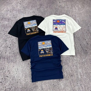 [Real Shot] เสื้อยืดแขนสั้น พิมพ์ลาย Patagonia Sunrise Road สําหรับผู้ชาย และผู้หญิง