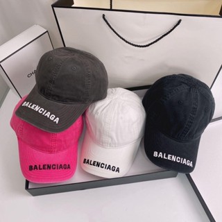 Balenciaga s หมวกเบสบอล ผ้าฝ้าย แบบนิ่ม ปักลายตัวอักษร สีเทาควันบุหรี่ สไตล์เรโทร สําหรับผู้ชาย และผู้หญิง