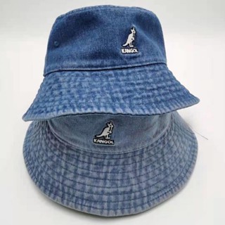 Kangol หมวกบักเก็ตลําลอง ผ้ายีน ขนาดใหญ่ แฟชั่นสไตล์สตรีท