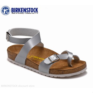 Birkenstock yara รองเท้าแตะ เนื้อแมตต์ สีเงิน สไตล์คลาสสิค สําหรับผู้หญิง 34-43