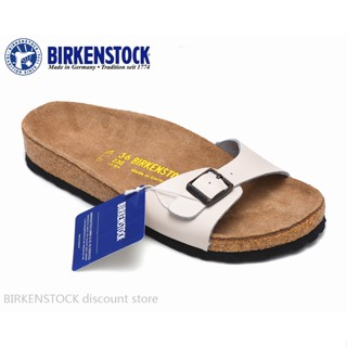 Birkenstock Madrid รองเท้าแตะหนัง สีเบจ คลาสสิก สําหรับผู้ชาย ผู้หญิง 34-44