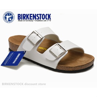 Birkenstock Arizona รองเท้าแตะหนังลําลอง เนื้อแมตต์ สีขาว สําหรับผู้ชาย ผู้หญิง เหมาะกับการเดินชายหาด ไซซ์ 34-46