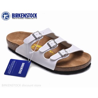 Birkenstock Florida รองเท้าแตะ เนื้อแมตต์ สีขาว ไม้คอร์ก คลาสสิค สําหรับผู้ชาย ผู้หญิง 34-46