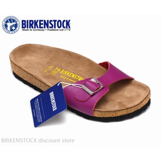 Birkenstock Madrid รองเท้าแตะหนัง คลาสสิก สีแดงกุหลาบ สําหรับผู้ชาย ผู้หญิง 34-44