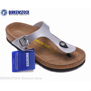 Birkenstock Gizeh รองเท้าแตะหนังงู คลาสสิก สีเงิน สําหรับผู้ชาย ผู้หญิง 34-46