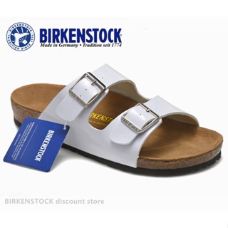 Birkenstock Arizona รองเท้าแตะหนังลําลอง แนวคลาสสิก สีขาว สําหรับผู้ชาย ผู้หญิง เหมาะกับการเดินชายหาด ไซซ์ 34-46