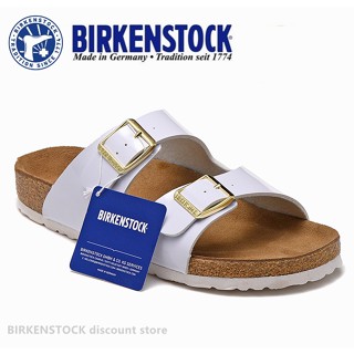 Birkenstock Arizona รองเท้าแตะลําลอง พื้นกระจก สีขาว สําหรับผู้ชาย ผู้หญิง เหมาะกับการเดินชายหาด ไซซ์ 34-46