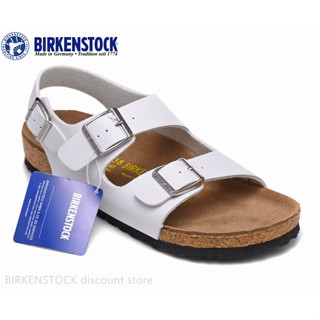 Birkenstock Milano รองเท้าแตะ เนื้อแมตต์ สีขาว ค็อกเกอร์ คลาสสิก สําหรับผู้ชาย ผู้หญิง 34-46