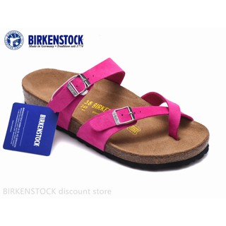 Birkenstock Mayari รองเท้าแตะ ลําลอง สําหรับผู้ชาย ผู้หญิง ติดประดับขน สีกุหลาบ สีแดง เหมาะกับการเล่นกีฬา ไซซ์ 34-46