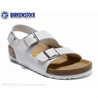 Birkenstock Milano รองเท้าแตะลําลอง เนื้อแมตต์ สีขาว สําหรับผู้ชาย ผู้หญิง 34-46