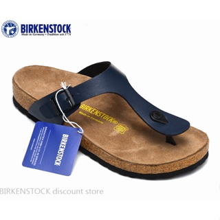 Birkenstock Gizeh รองเท้าแตะหนัง เนื้อแมตต์ คลาสสิก สีฟ้า สําหรับผู้ชาย ผู้หญิง ไซซ์ 34-46