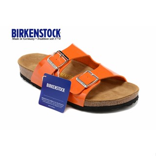 Birkenstock รองเท้าแตะ แบบสองปุ่ม สีส้ม ไซซ์ 34-43