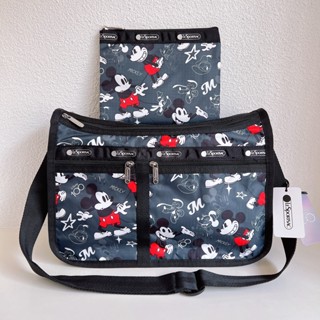 Lesportsac กระเป๋าสะพายไหล่ กันน้ํา พิมพ์ลายมิกกี้เมาส์ สีดํา L7507