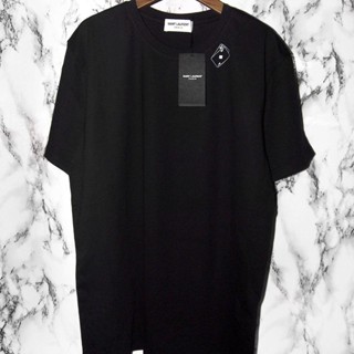 Saint Laurent  เสื้อยืดคอกลม แขนสั้น พิมพ์ลายโป๊กเกอร์ สําหรับผู้ชาย และผู้หญิง